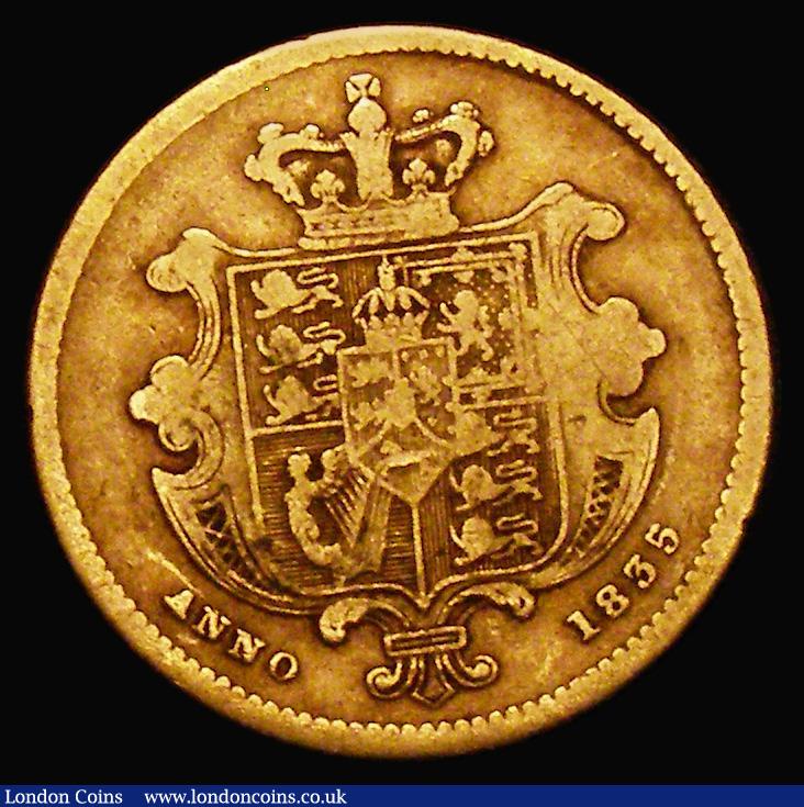London Coins : A178 : Lot 1422 : Half Sovereign 1835 Marsh 411, S.3831 VG with almost all major details clear, all William IV Half So...