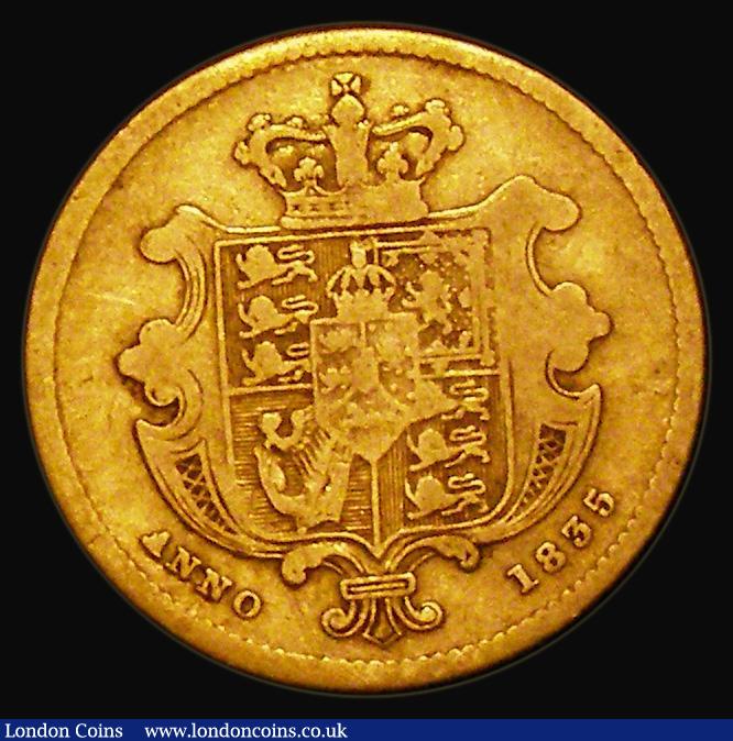 London Coins : A178 : Lot 1423 : Half Sovereign 1835 Marsh 411, S.3831 VG, all William IV Half Sovereigns scarce in any grade