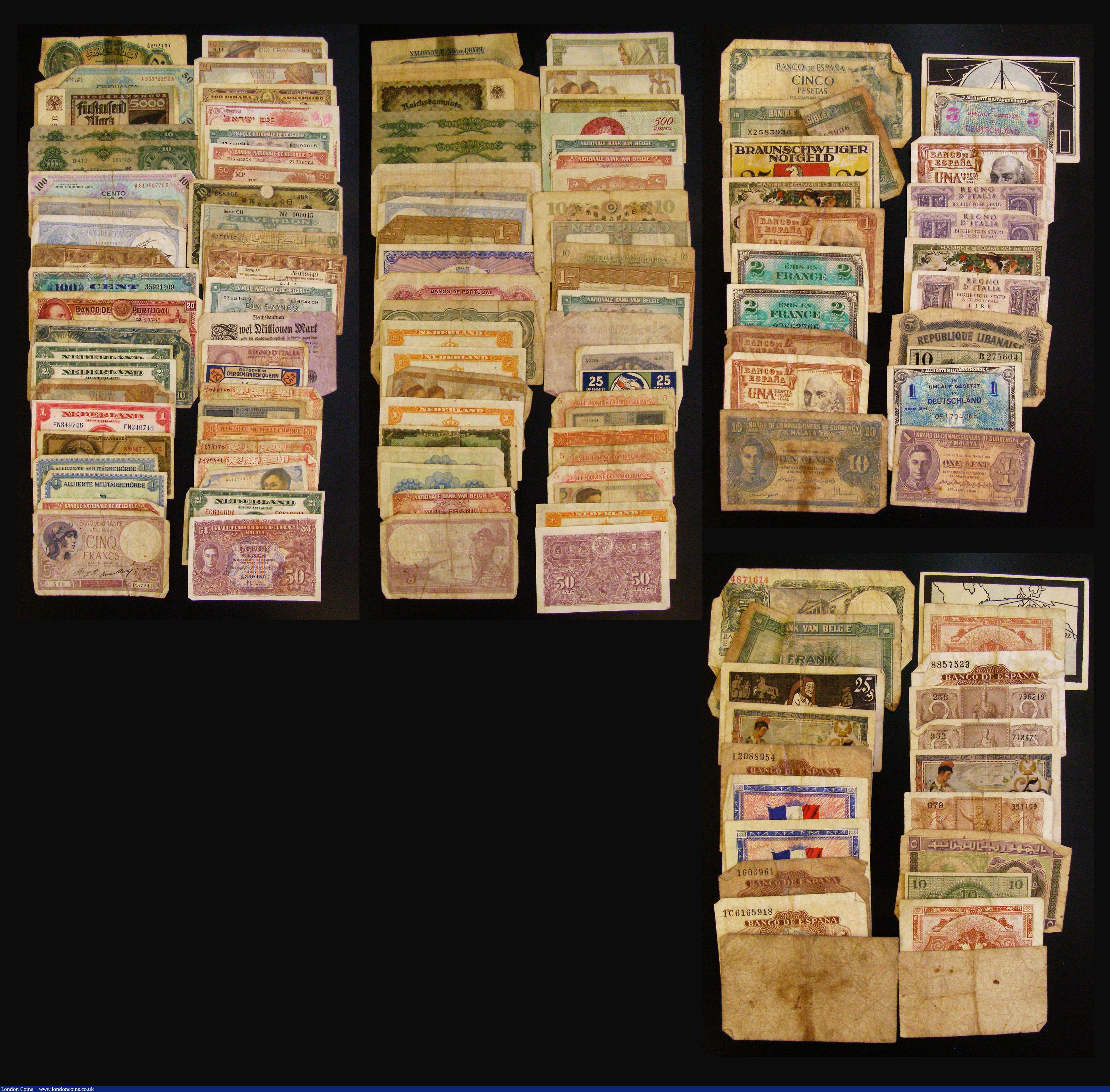 London Coins : A178 : Lot 143 : World (91) a wide variety of countries represented, includes France, Spain , Germany, Netherlands, R...