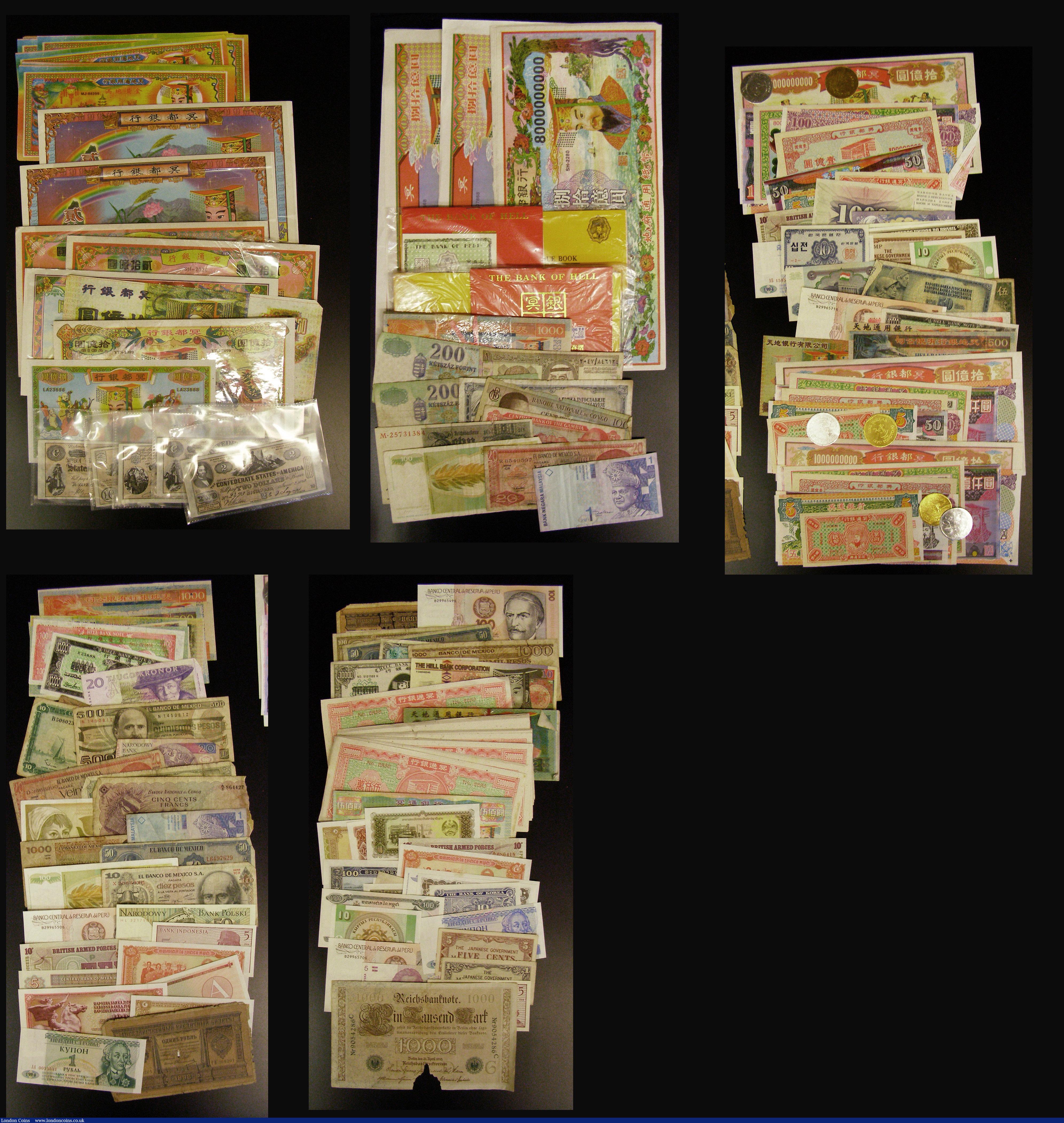 London Coins : A178 : Lot 144 : World estimated by weight to be (700) many being Chinese fantasy issues Hell Notes etc some being ve...