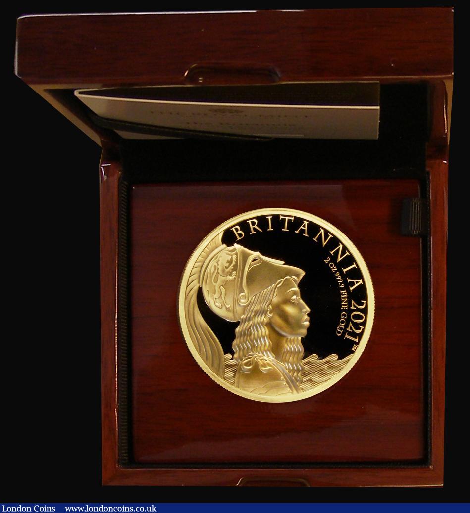 London Coins : A178 : Lot 146 : Britannia Gold £200 2021 2oz. Gold Proof, the reverse a striking new representation of Britannia re...