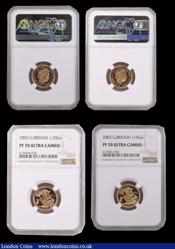 Half Sovereigns 2003 S.SB4 Gold Proofs (4) each in an NGC holder and all graded PF70 Ultra Cameo : English Coins : Auction 178 : Lot 1481