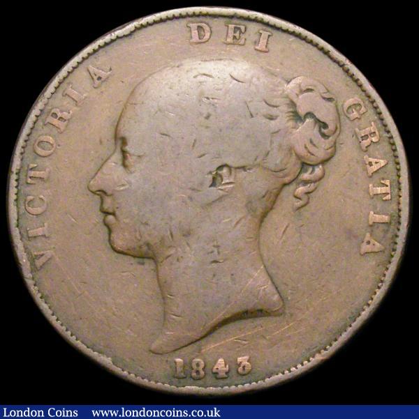 Penny 1843 REG: Peck 1486 VG and a key date in this series : English Coins : Auction 178 : Lot 1602