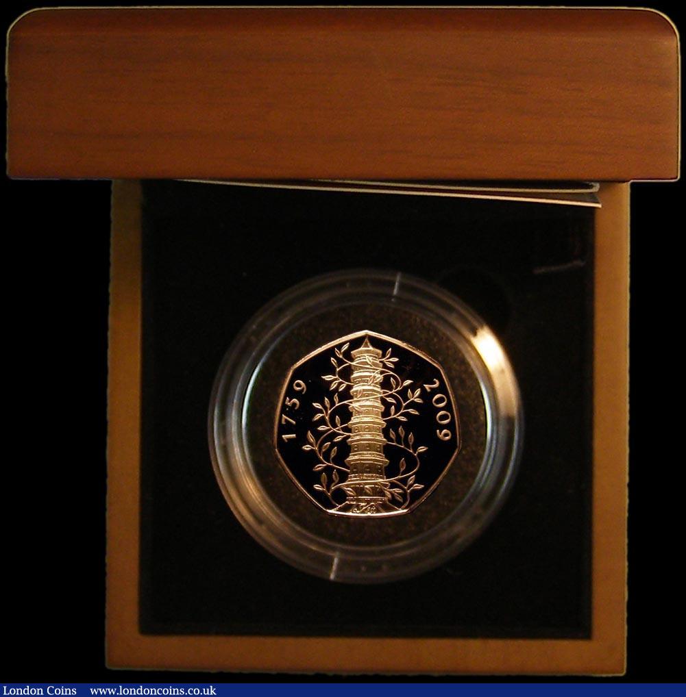 London Coins : A178 : Lot 181 : Fifty Pence 2009 250th Anniversary of Kew Gardens Gold Proof S.H19 FDC in the Royal Mint box of issu...