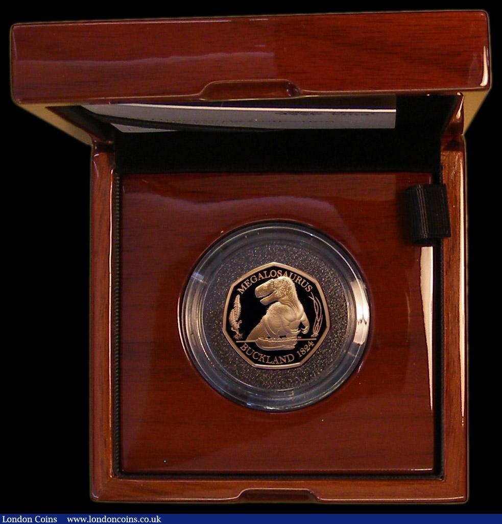 London Coins : A178 : Lot 195 : Fifty Pence 2020 Tales of the Earth, The Dinosauria Collection - Megalosaurus Gold Proof S.H82 FDC i...