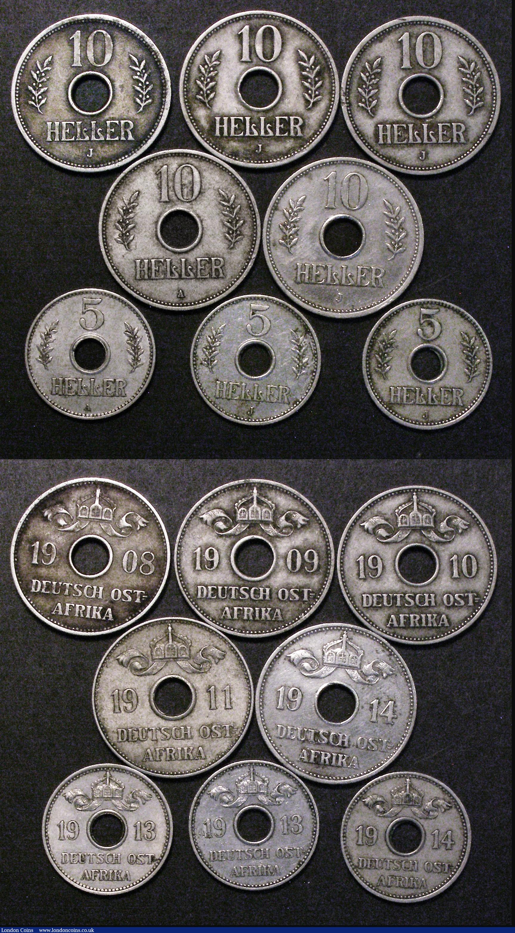 London Coins : A178 : Lot 2066 : German East Africa (12) 20 Heller 1916T (2) both Large Crown, curled tip on second L (Obverse A, Rev...