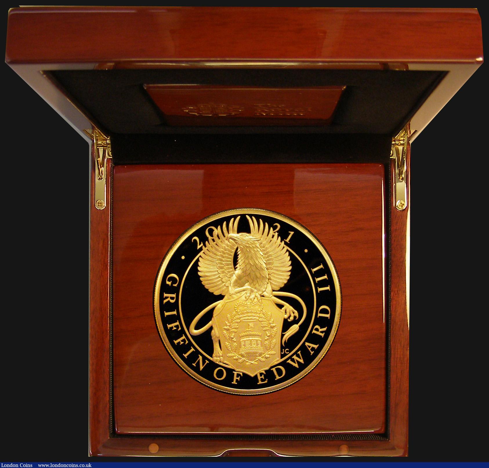 London Coins : A178 : Lot 236 : Five Hundred Pounds 2021 Queen's Beasts - The Griffin of Edward III 5oz.Gold Proof S.QBCGD10, F...