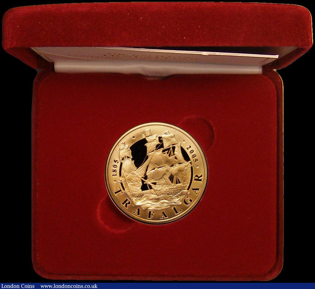 London Coins : A178 : Lot 245 : Five Pound Crown 2005 200th Anniversary of the Battle of Trafalgar Gold Proof S.L14 FDC in the Royal...