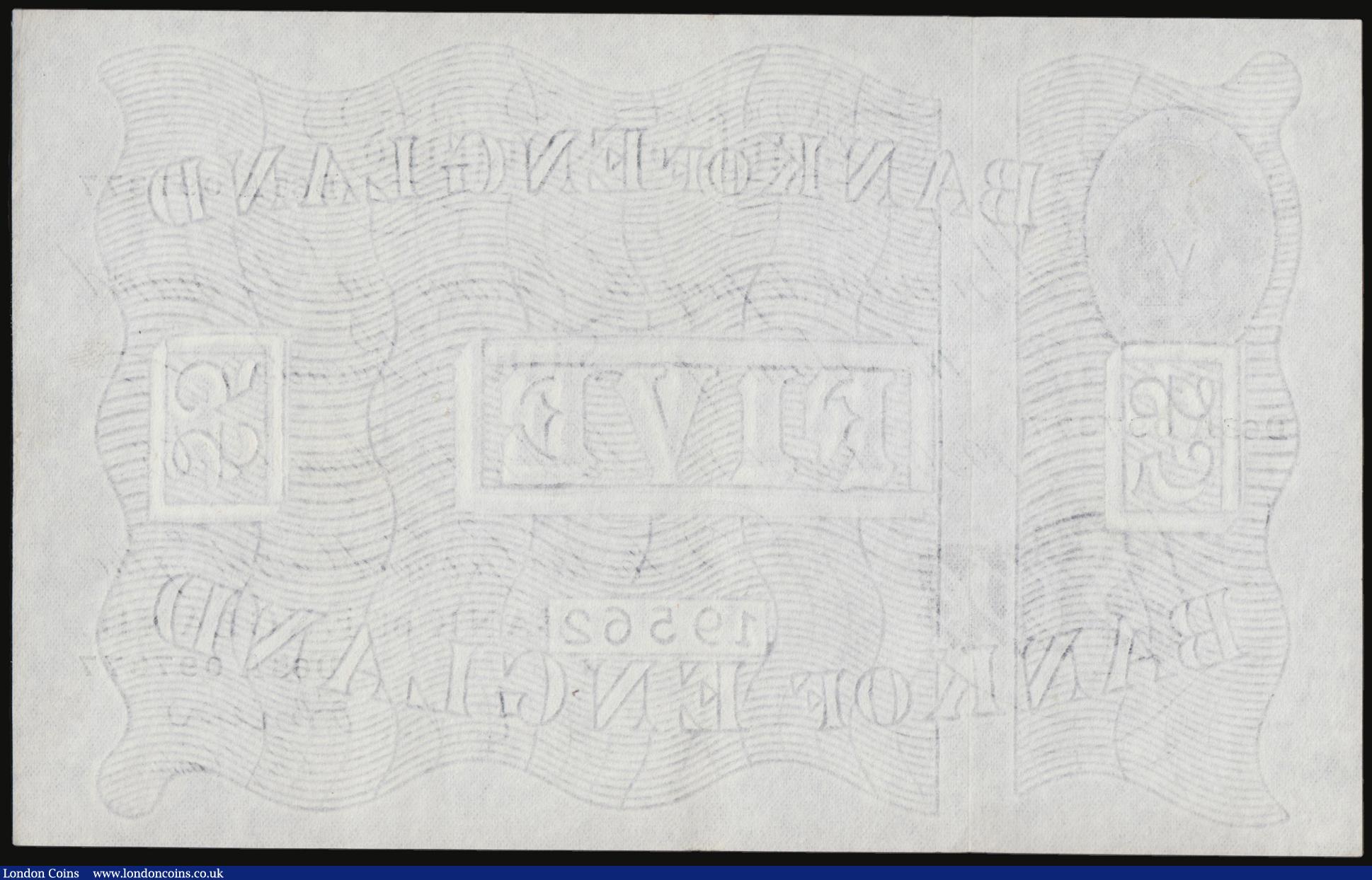 London Coins : A178 : Lot 35 : Five Pounds O'Brien B276 dated 11th August 1956, series D65A 097377, about UNC