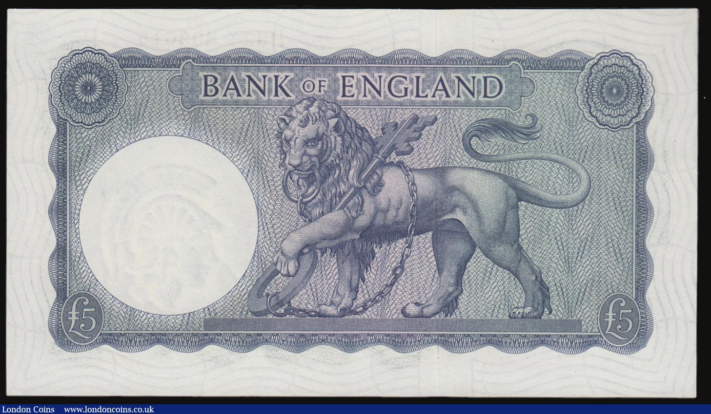 London Coins : A178 : Lot 37 : Five pounds O'Brien B280 Helmeted Britannia at right, Lion & Key reverse issued 1961 Unc, H...