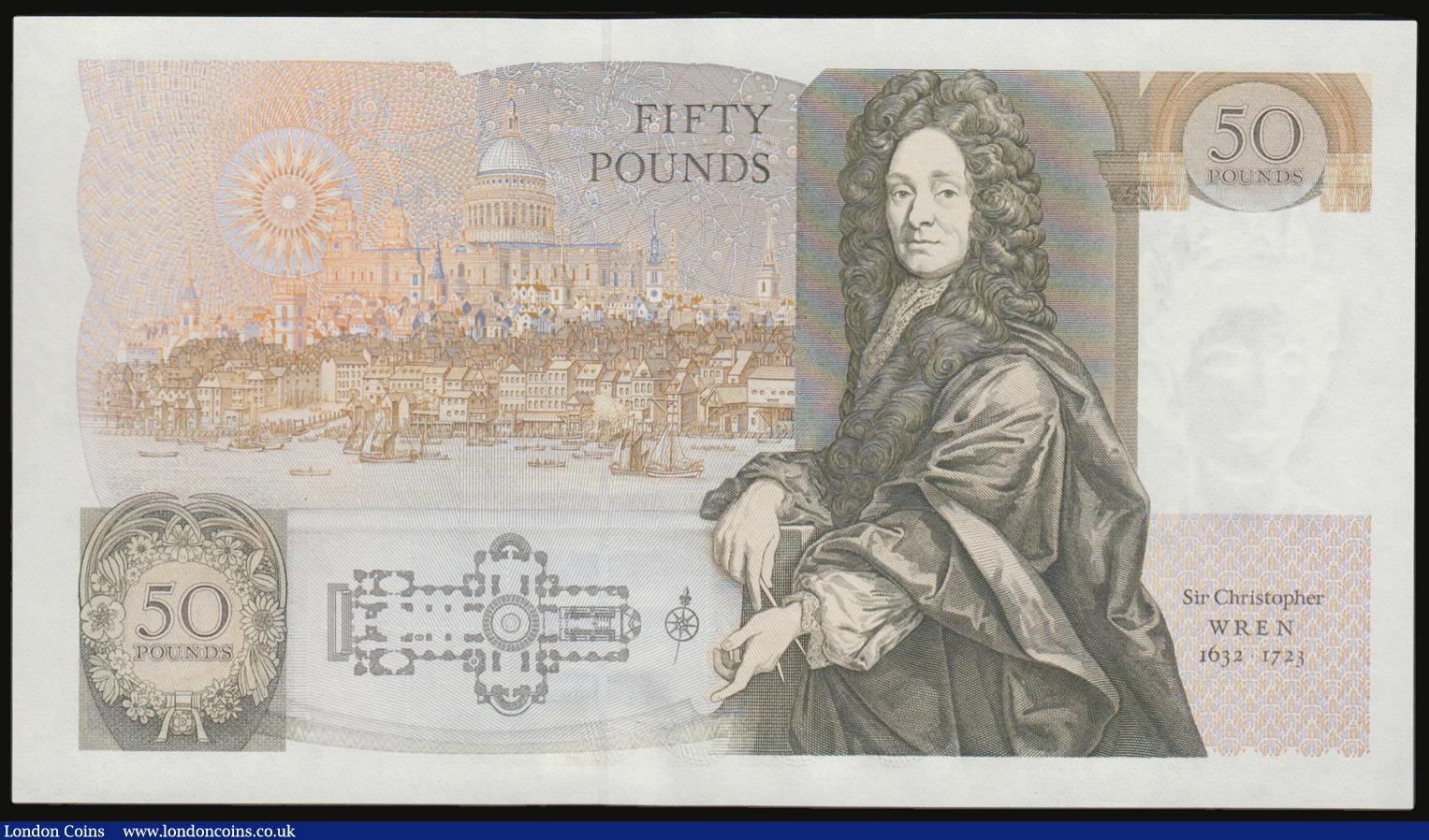 London Coins : A178 : Lot 48 : Fifty Pounds Gill B356 issued 1988 series D71 010918, Sir Christopher Wren reverse AU