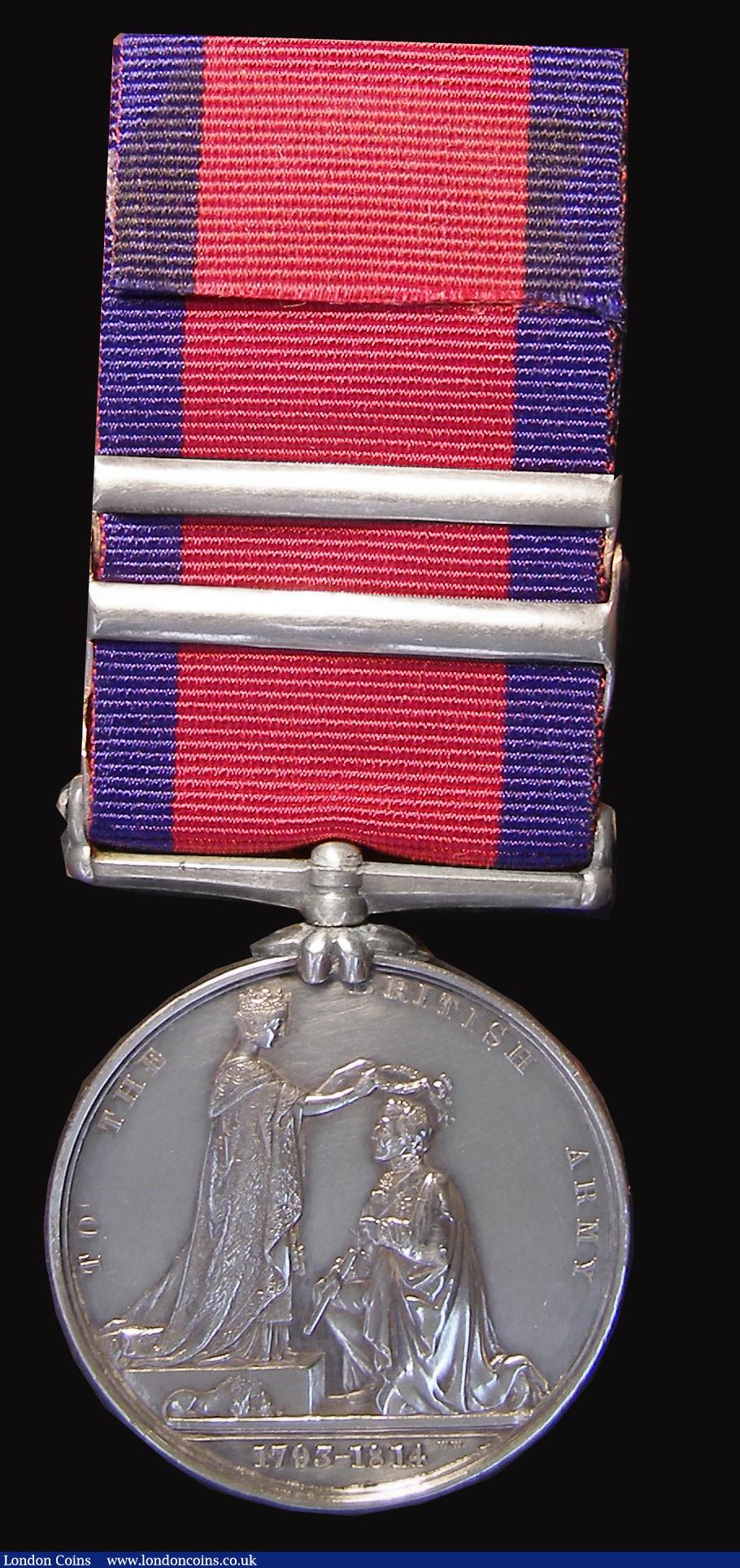 London Coins : A178 : Lot 700 : Military General Service Medal, awarded to T.Toms, R.Arty, Drivers, with 4 clasps, Ciudad Rodrigo, B...