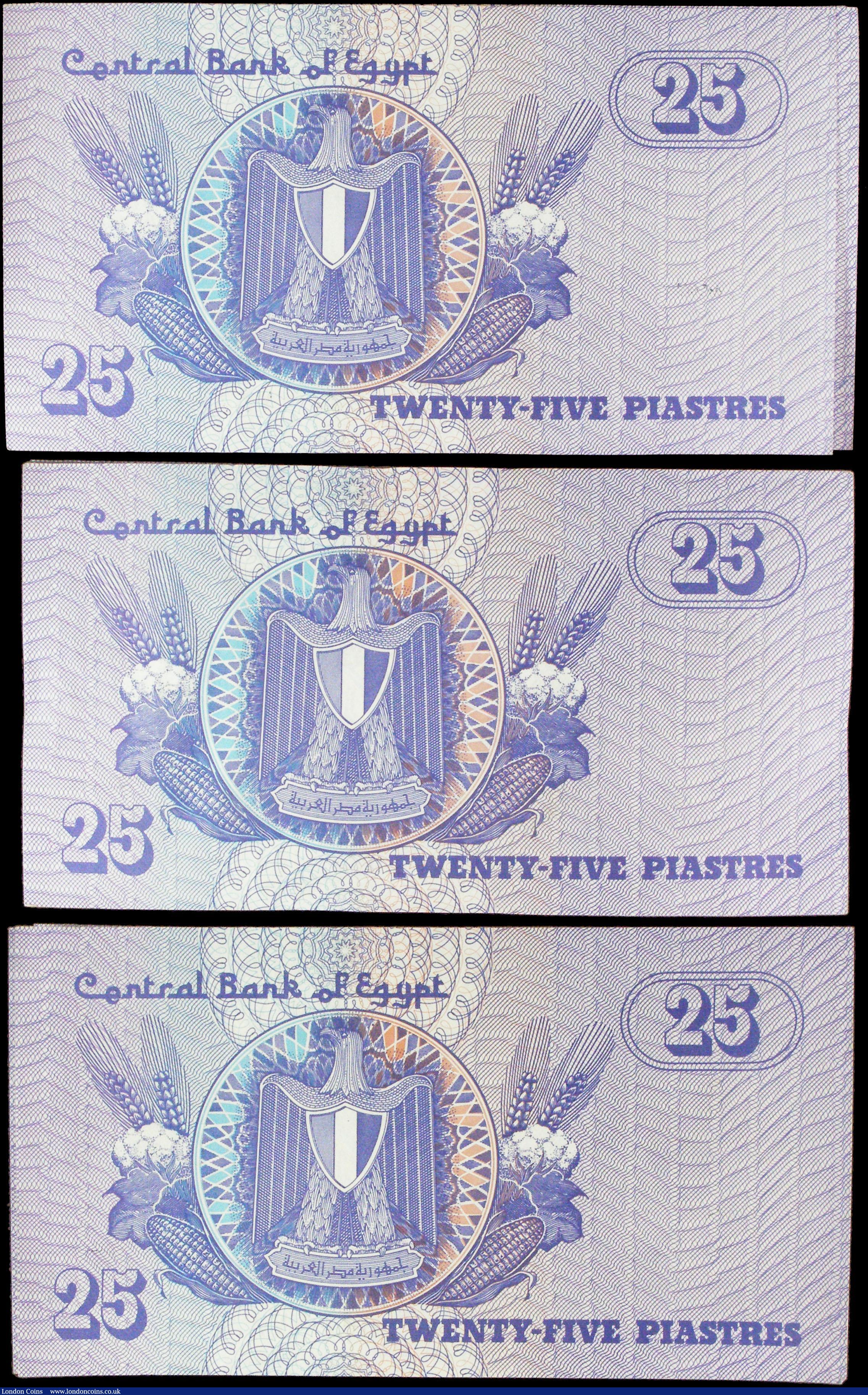 London Coins : A178 : Lot 71 : Egypt Central Bank 25 Piastres Pick 57a dated 4th April 1987 signature S. Hamed and with a solid sec...