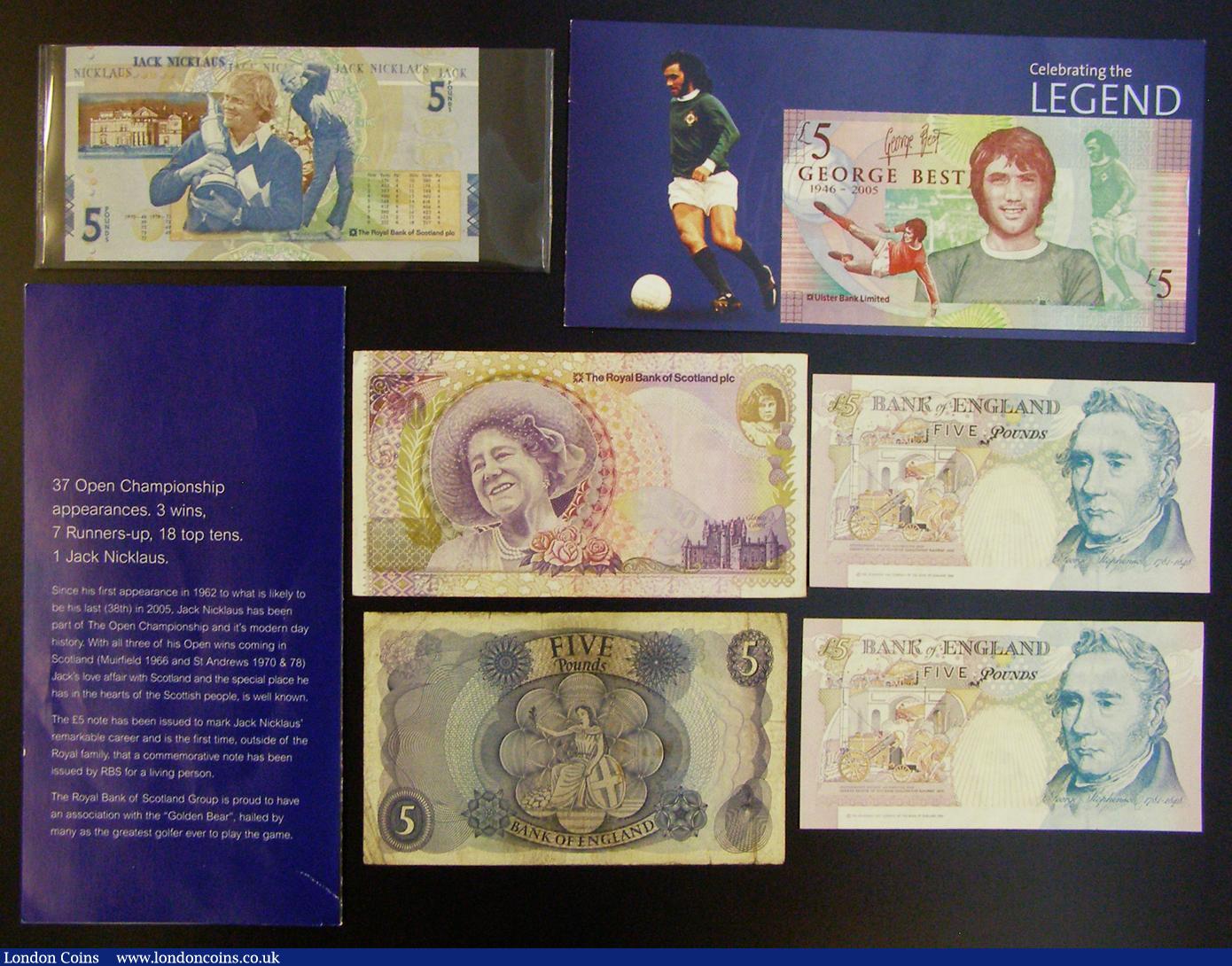 London Coins : A178 : Lot 77 : GB and World (6) Northern Ireland - Ulster Bank Five Pounds 2006 issue, George Best Pick 339 UNC in ...
