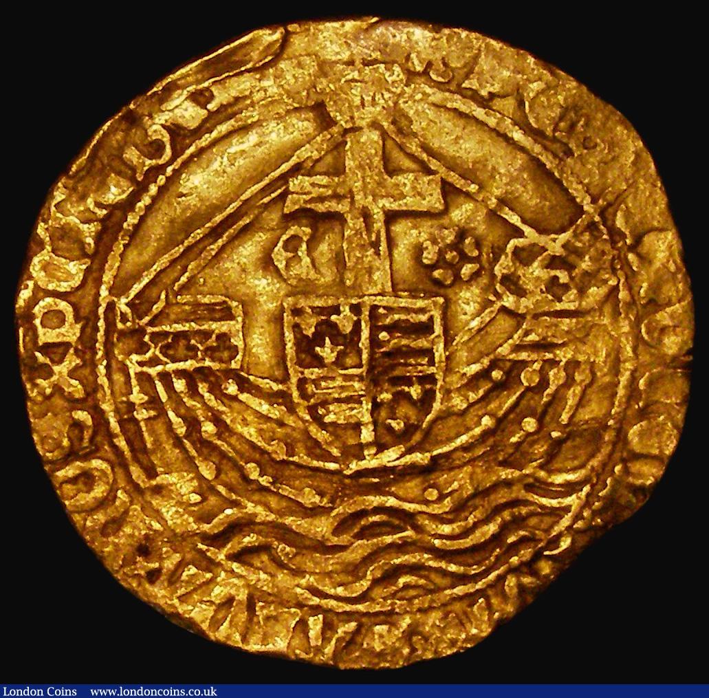 London Coins : A178 : Lot 984 : Angel Edward IV Second Reign S.2091 Mintmark Heraldic Cinquefoil, 5.07 grammes, some roughness to th...