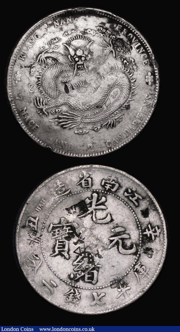 China (2) Kiangnan Province Dollar 1904 HAH CH Y#145a.2, Fine and unevenly toned, with some chopmarks, Republic Dollar undated (1927) Memento Y#318a.1 VG the obverse worn at 3 and 9 o'clock : World Coins : Auction 179 : Lot 1046