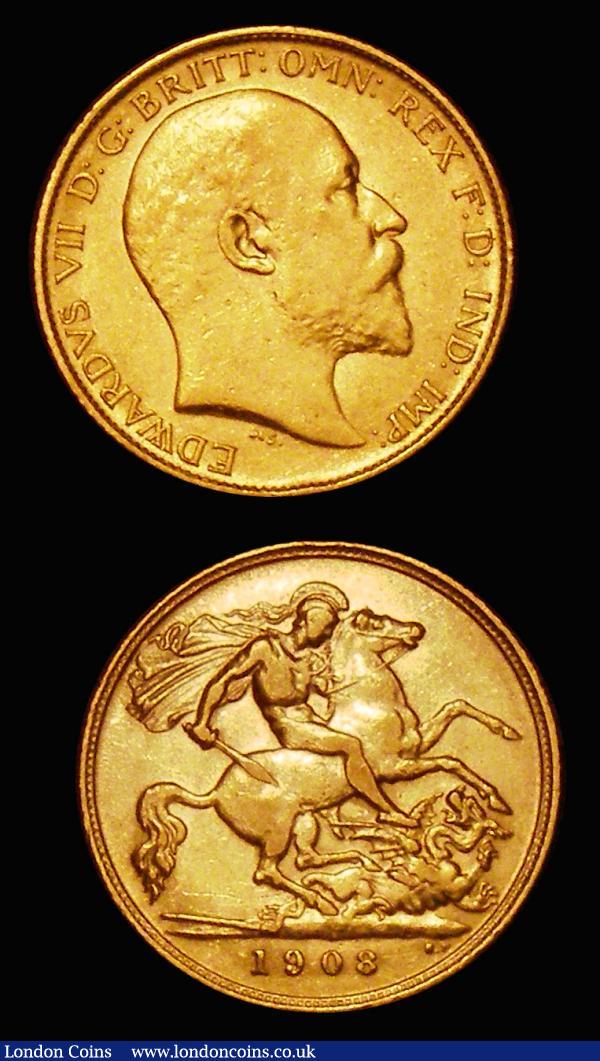 Half Sovereigns (2) 1907 Marsh 510, S.3974B NVF,  1908 Marsh 511, S.3974B VF/NVF : English Coins : Auction 179 : Lot 1719