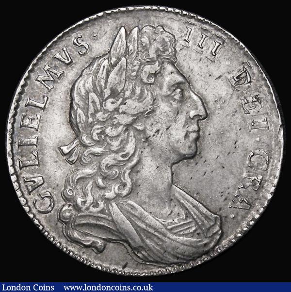 Halfcrown 1697 Reverse legend: MAG.BR. FRA have poorly struck letters, type as ESC 541, Bull 1021, VF with some minor haymarking : English Coins : Auction 179 : Lot 1737