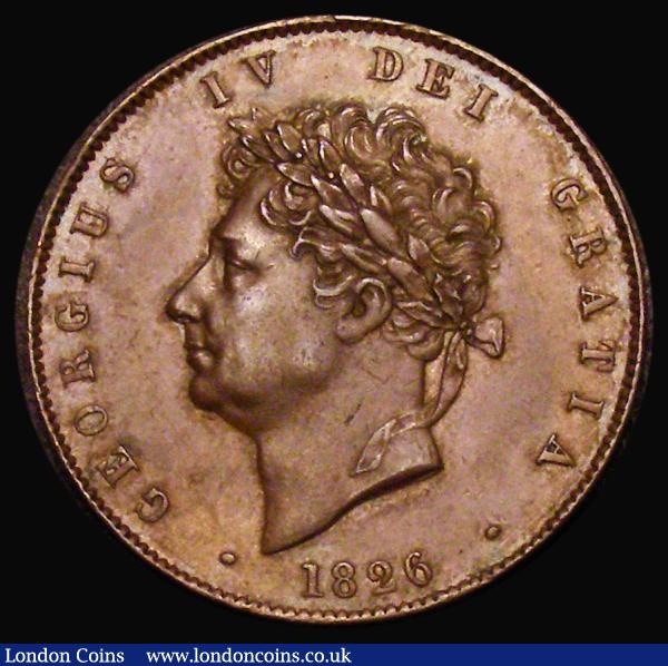 Halfpenny 1826 Raised line on saltire , Peck 1436 About EF/EF the reverse attractively toned, Rare in high grade : English Coins : Auction 179 : Lot 1838