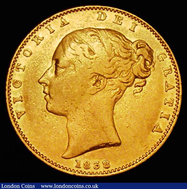 Sovereign 1838 Marsh 22 S.3852 Fine/VF, this date rare in all grades : English Coins : Auction 179 : Lot 2030