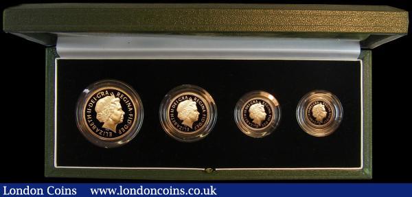 United Kingdom 2003 Gold Proof Four Coin Sovereign Collection, Gold Five Pounds, Two Pounds, Sovereign and Half Sovereign FDC cased as issued with certificate, the box lid stained (coins are choice) : English Cased : Auction 179 : Lot 668