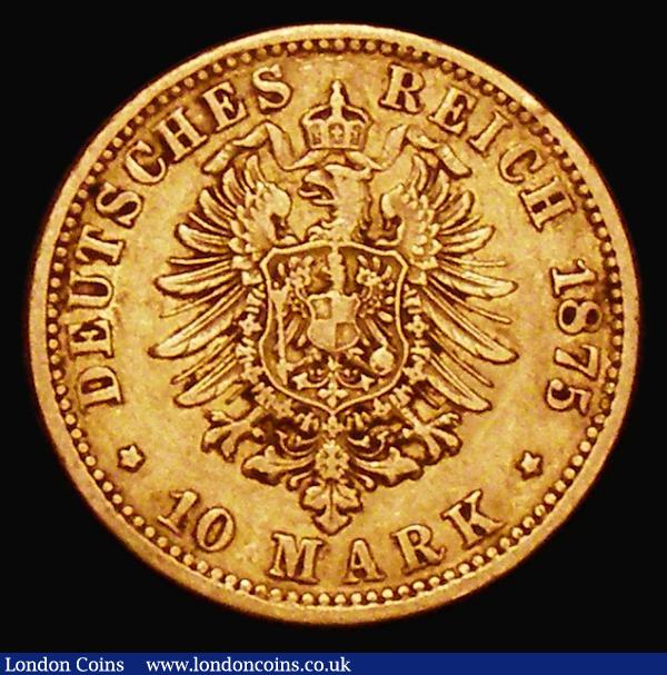German States - Hamburg Ten Marks 1875J KM#600 Fine/Good Fine with an edge nick : World Coins : Auction 179 : Lot 1095