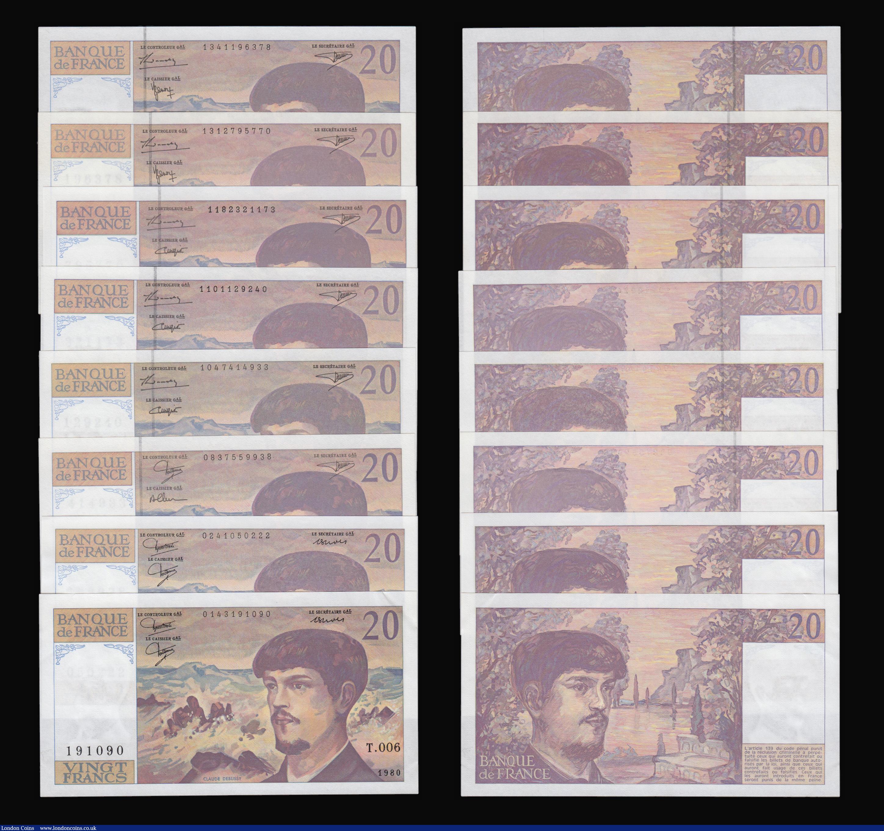London Coins : A179 : Lot 112 : France (15) 200 Francs 1981-1994 issue , signatures D.Bruneel, J.Bonnardin, and A.Charriau, Pick 155...