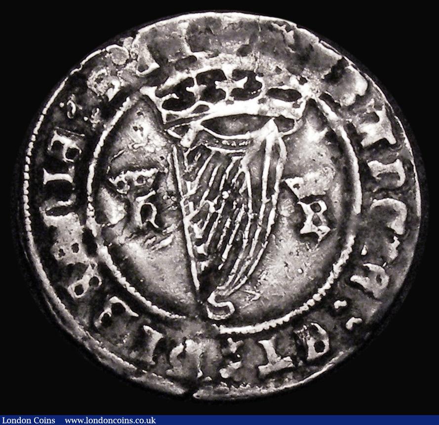 London Coins : A179 : Lot 1142 : Ireland Groat Henry VIII First Issue (1534-1540) with crowned HR initials either side of the harp (i...