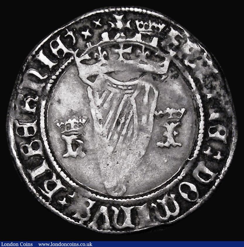 London Coins : A179 : Lot 1143 : Ireland Groat Henry VIII Harp Coinage - Henry VIII and Jane Seymour S.6473, 2.44 grammes, Fine with ...