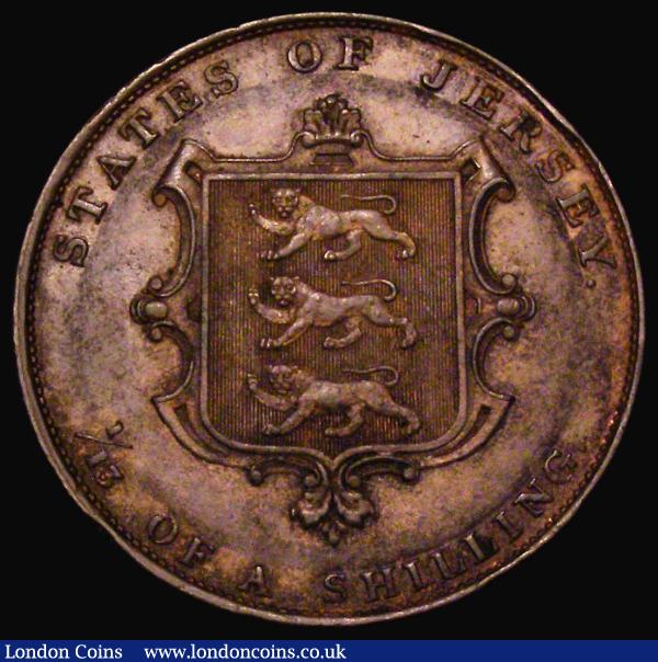 Jersey 1/13th Shilling 1851 S.7001 with VI of VICTORIA and the first three digits of the date double struck NEF with a small edge bruise and a slightly uneven tone : World Coins : Auction 179 : Lot 1178