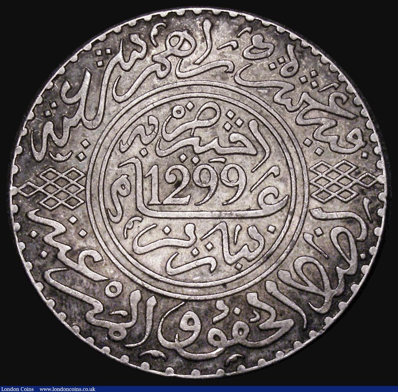London Coins : A179 : Lot 1191 : Morocco Ten Dirhams AH1299 Paris Y#8 NVF toned