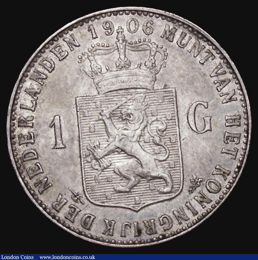London Coins : A179 : Lot 1200 : Netherlands Gulden 1906 KM#122.2 Near EF and lightly toned, the key date in the series and seldom of...