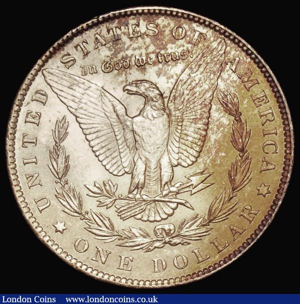 USA One Dollar 1888 Breen 5599 UNC with minor cabinet friction to the high points only, golden toned and enhanced by areas of underlying blue and magenta : World Coins : Auction 179 : Lot 1275
