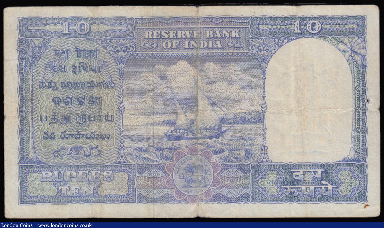 London Coins : A179 : Lot 131 : India Reserve Bank of India 10 Rupees Haj Pilgrim issue Pick R5 blue (like Pick 39c) serial number H...