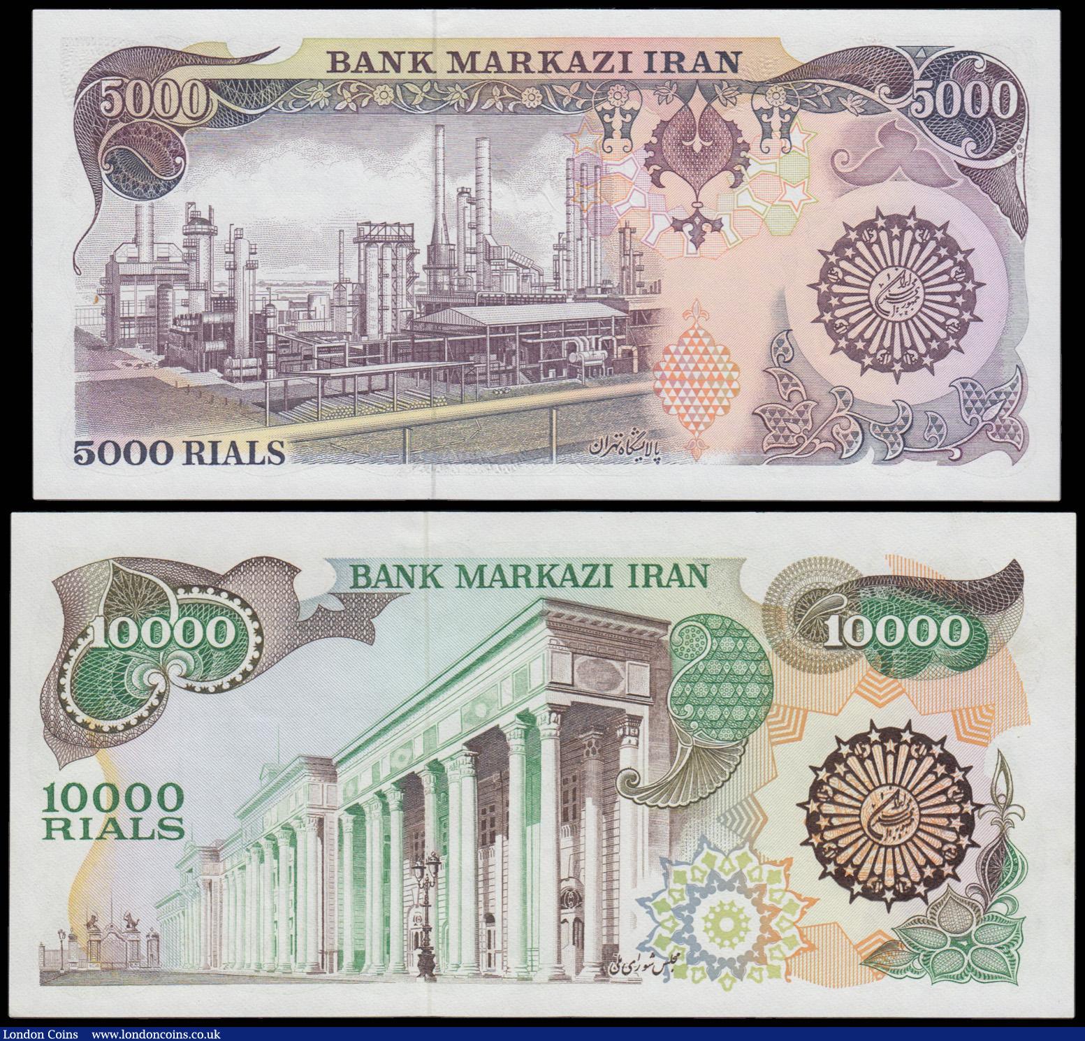 London Coins : A179 : Lot 141 : Iran 1981 issue high denominations (2) 5000 Rials Pick 130 and 10000 Pick 131 both Unc