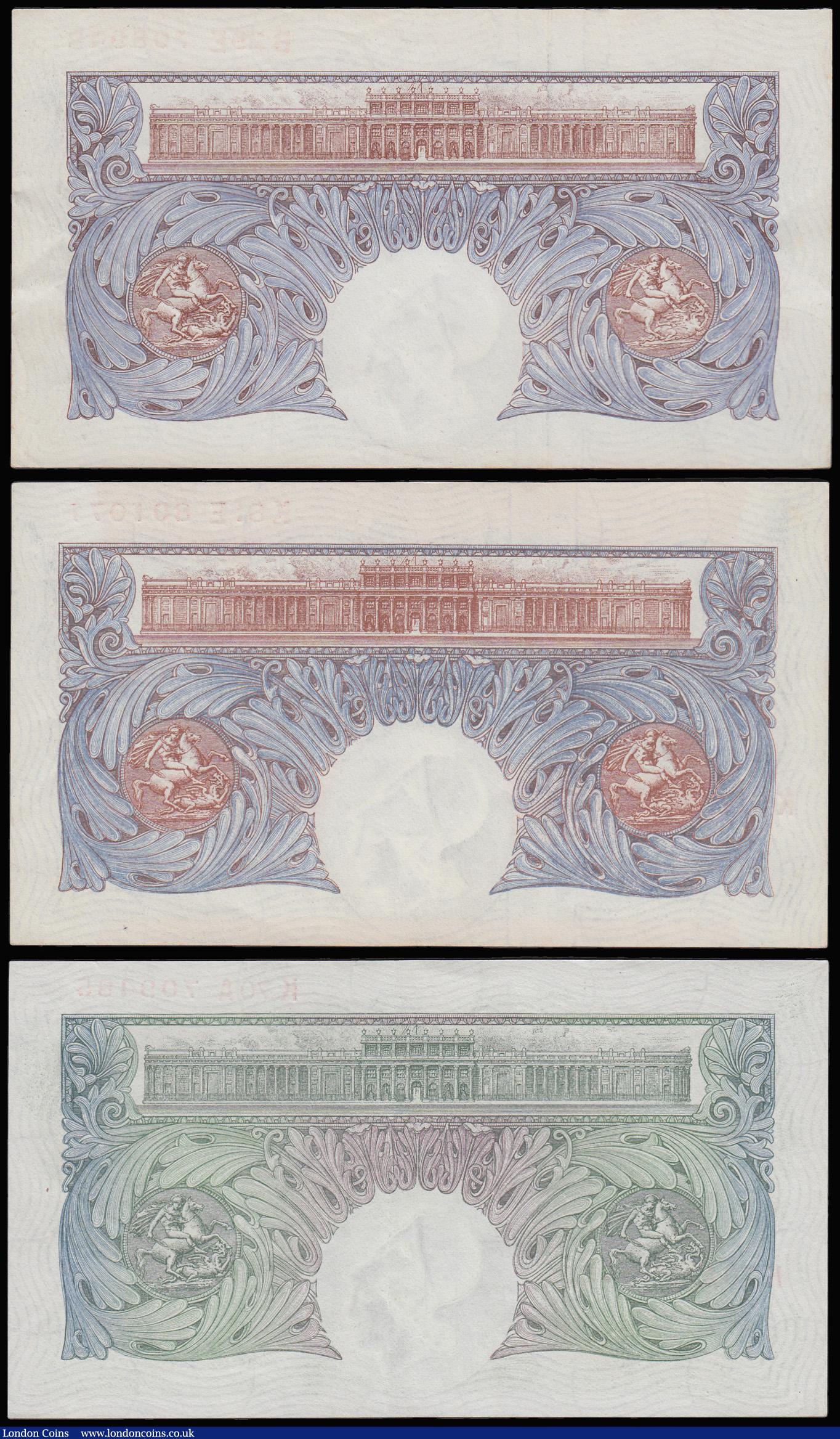 London Coins : A179 : Lot 15 : One Pounds (3) Peppiatt B239 prefix K70A AU (light centre fold), B249 blue (2) prefix B29E EF and K8...