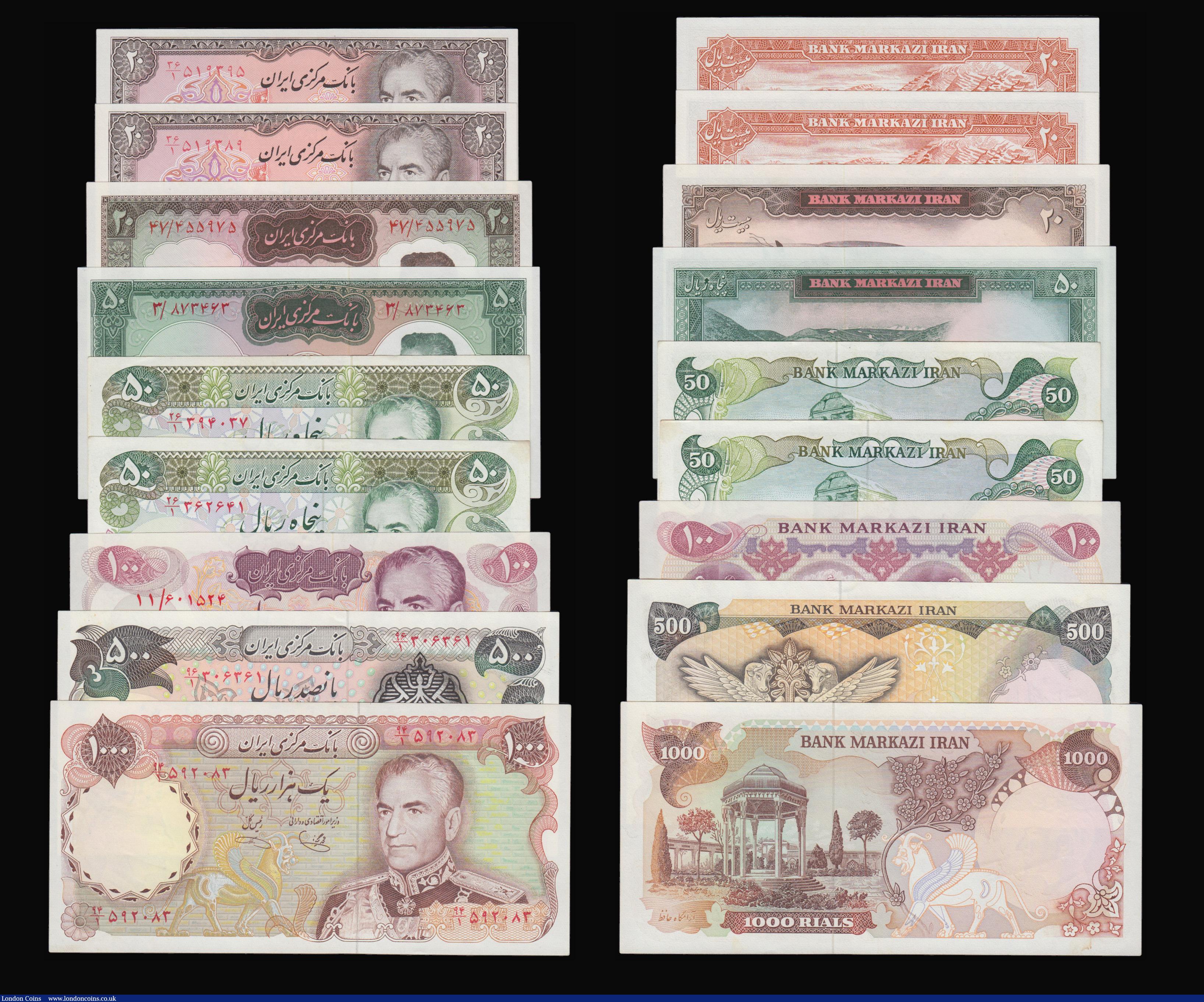 London Coins : A179 : Lot 156 : Iran in high grades 20 Rials (1965) signature 10 Pick 78b, 50 Rials SH1341 (1962) small date Pick 73...