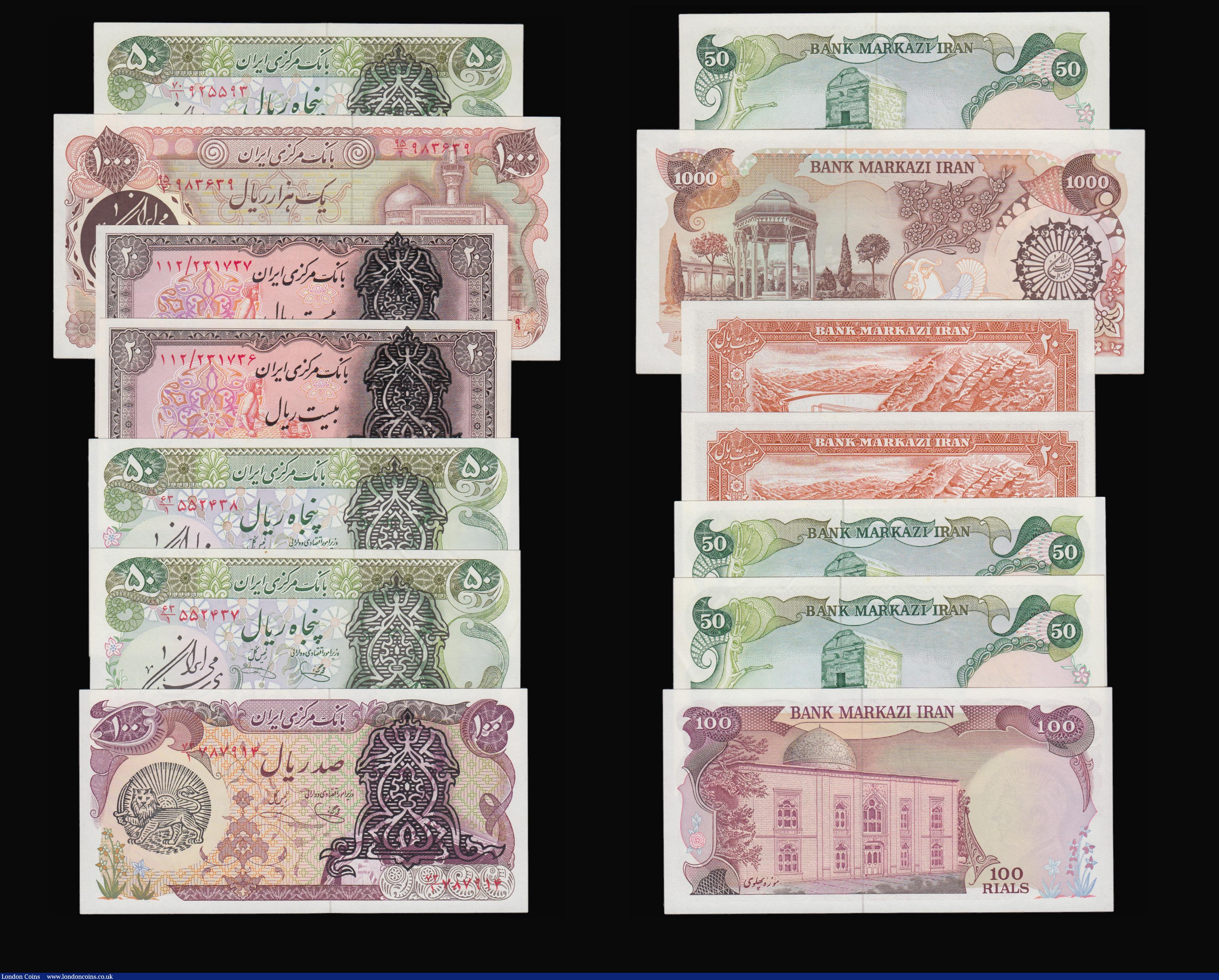 London Coins : A179 : Lot 157 : Iran in high grades 200 Rials (1969-71)  signature 11 Pick 87a (2) a consecutive number pair, 200 Ri...