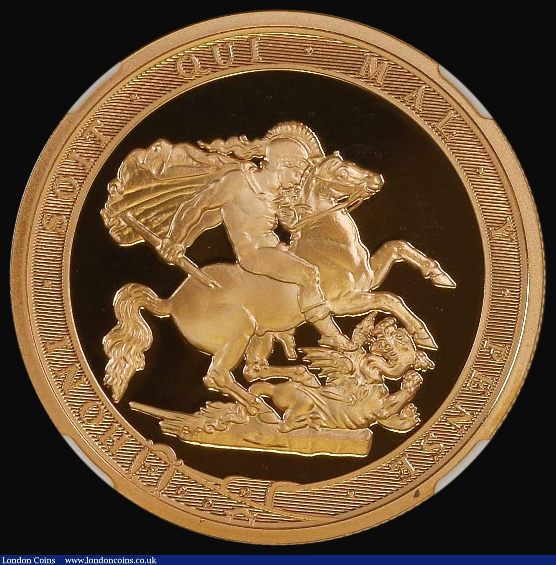 London Coins : A179 : Lot 1589 : Five Pounds 2017 Gold Proof Reverse: St. George within the Order of the Garter, S.SE15 in an NGC hol...