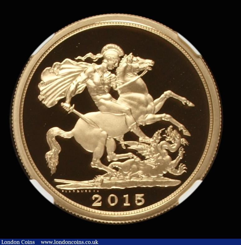 London Coins : A179 : Lot 1596 : Five Pounds Gold 2015 Ian Rank-Broadley portrait S.SE11Gold Proof in an NGC holder 'One of the ...