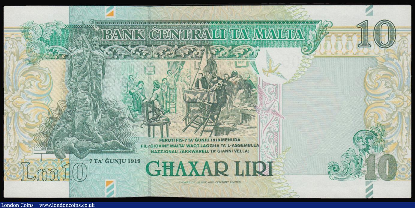 London Coins : A179 : Lot 167 : Malta Ten Liri dated January 1967 (issued 1994), signature Emanual Ellul, Pick 47b UNC