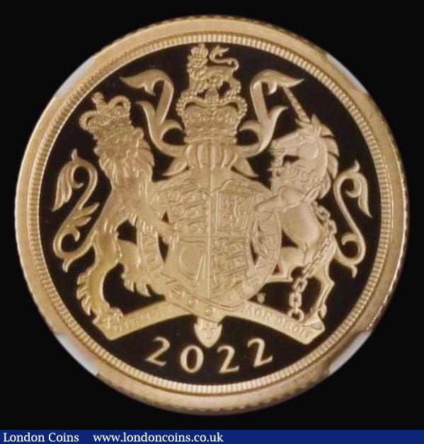 London Coins : A179 : Lot 1715 : Half Sovereign 2022 Queen Elizabeth II Platinum Jubilee Gold Proof in an NGC 'First Releases ...