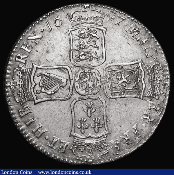 Halfcrown 1697 Reverse legend: MAG.BR. FRA have poorly struck letters, type as ESC 541, Bull 1021, VF with some minor haymarking : English Coins : Auction 179 : Lot 1737