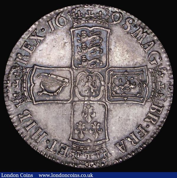 Halfcrown 1698 DECIMO edge ESC 554, Bull 1034 EF with some minor adjustment lines and light haymarking, an attractive underlying blue/green tone further enhances the eye appeal : English Coins : Auction 179 : Lot 1738