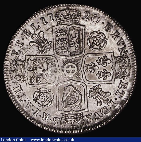 Halfcrown 1720 20 over 17, only faint traces of the overdate are visible under the 0, Roses and Plumes ESC 590, Bull 1555 NVF/VF with some light haymarking, the reverse possibly lightly cleaned at some time : English Coins : Auction 179 : Lot 1744