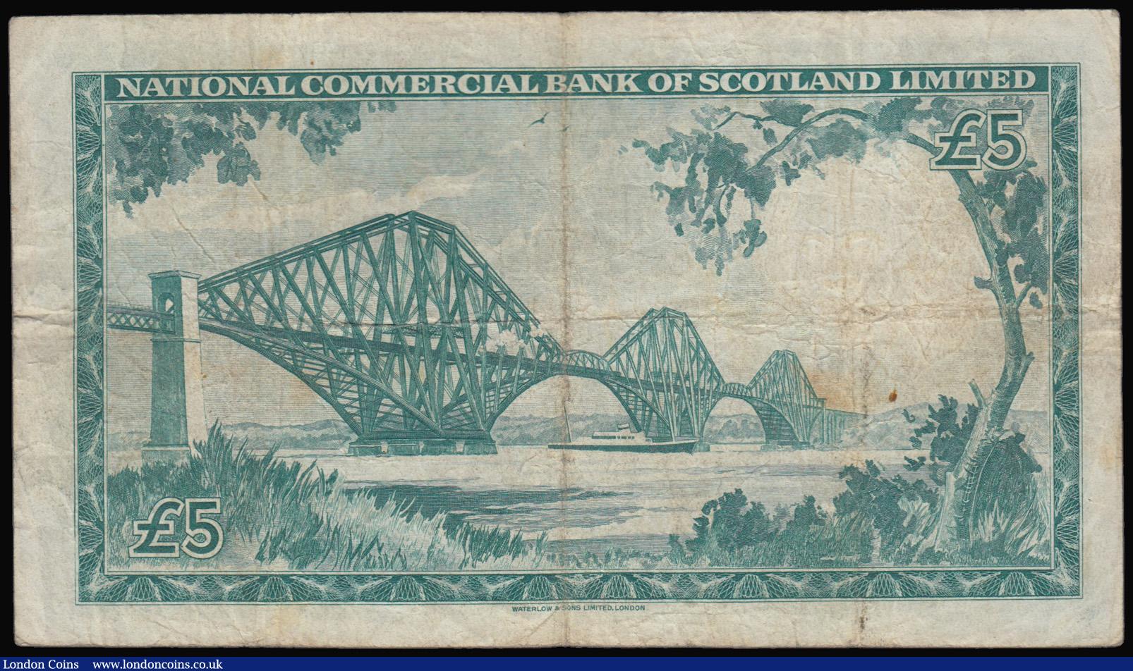 London Coins : A179 : Lot 185 : Scotland - National Commercial Bank of Scotland Limited Five Pounds 16/9/1959, serial number B311029...