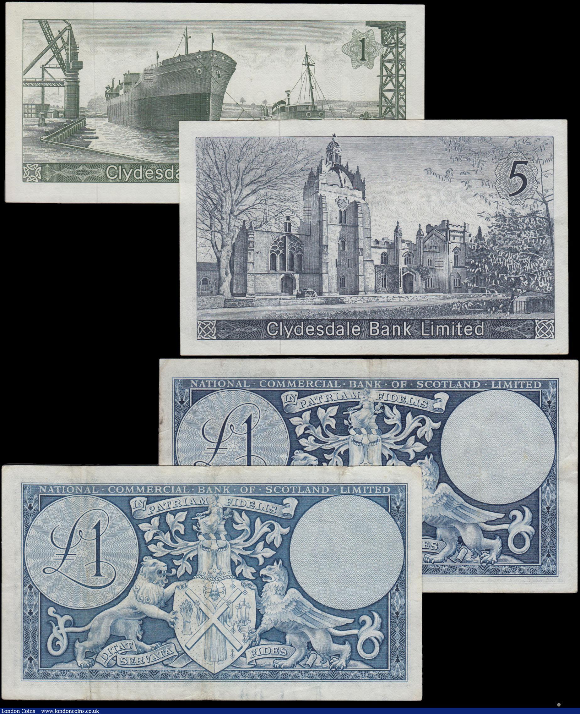 London Coins : A179 : Lot 190 : Scotland (4) grades VF to EF - GEF comprising Clydesdale Bank Limited signature Fairbairn issues dat...