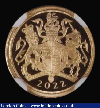 London Coins : A179 : Lot 1922 : Quarter Sovereign 2022 Queen Elizabeth II Platinum Jubilee Gold Proof in an NGC 'First Releases...
