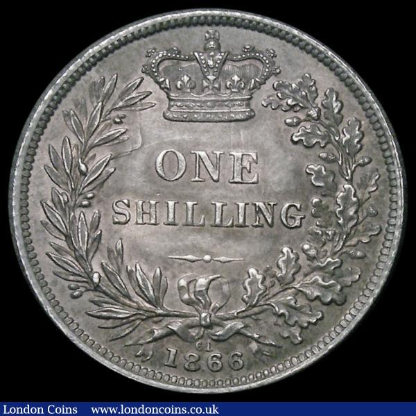 Shilling 1866 ESC 1314, Bull 3027, Die Number 61, UNC with a choice deep tone, in an LCGS holder and graded LCGS 80 : English Coins : Auction 179 : Lot 1946