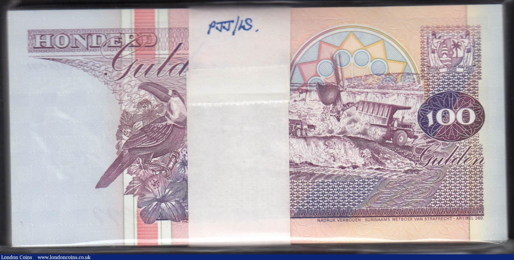 London Coins : A179 : Lot 205 : Suriname Central Bank 100 Gulden Pick 139b dated 10th February 1998 (100) a consecutively numbered b...